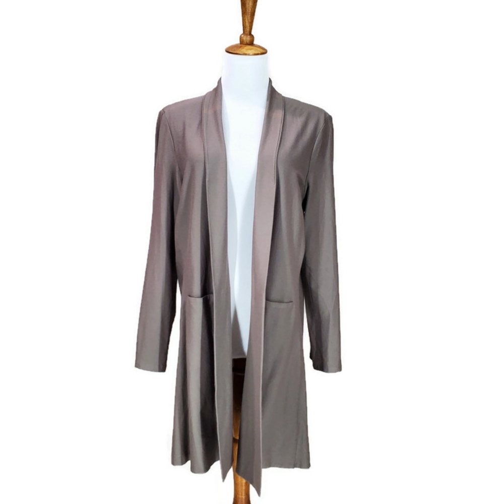 Eileen Fisher Cardigan Gray Women's Size Large Open Front Topper Jacket Stretchy - Picture 1 of 12